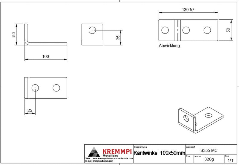 Anschlagwinkel 100x50mm