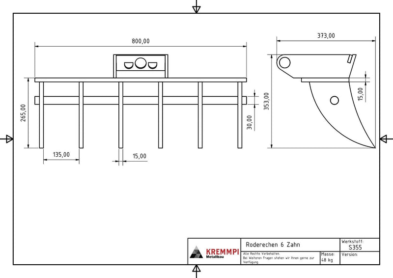 Roderechen Wurzelrechen 800mm Bagger MS01 MS03