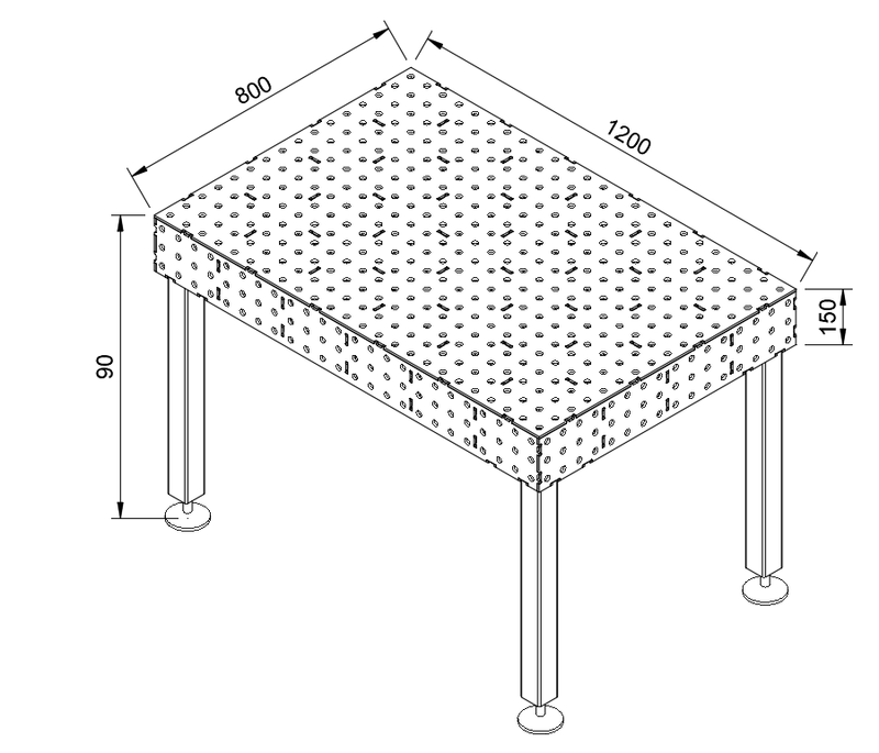 Schweißtisch Lochtisch Bausatz 1200x800x150mm